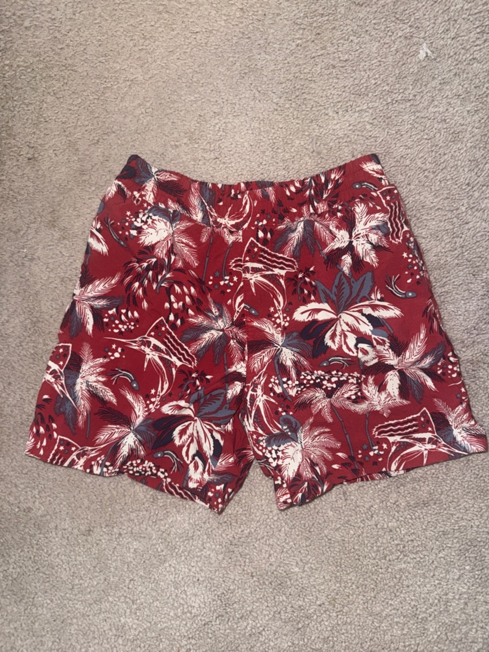 Columbia PFG Red Tropical Print Swim Shorts